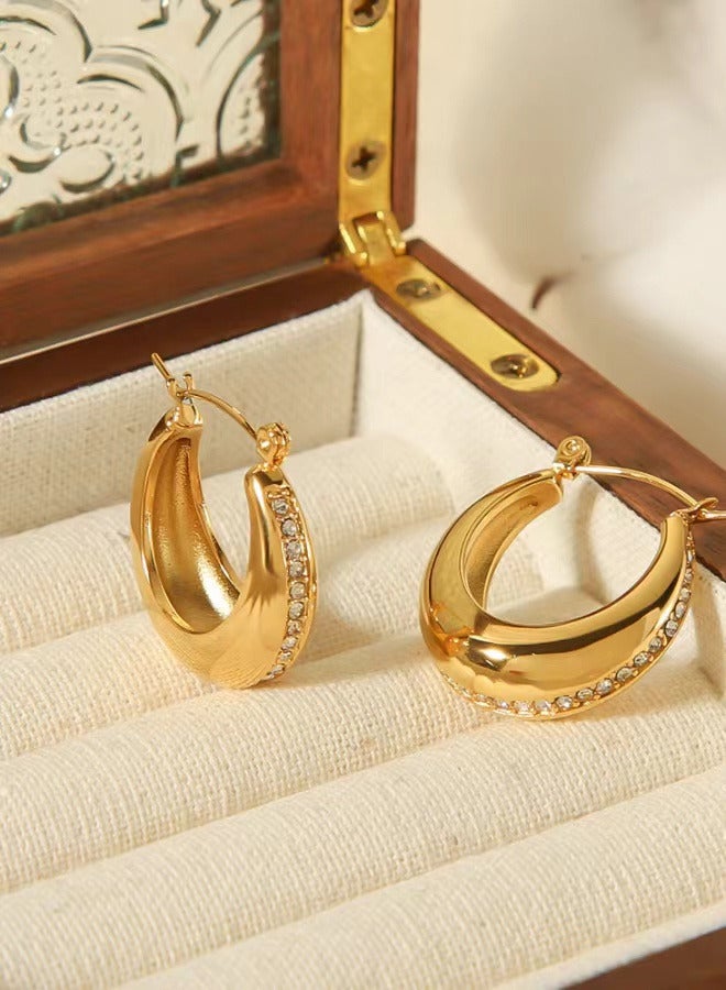 خمر فاخر 18K مطلية بالذهب أقراط هندسية - أزياء أنيقة بيان - Image 3